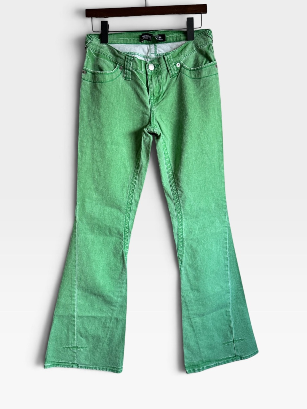 Vintage Y2K London Jean Bright Green Flare Stretch Jeans